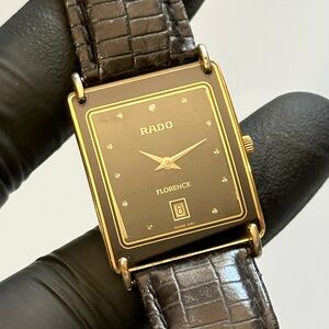 Rado Florence Tank Date Gold-Tone Swiss-Made 24mm Ladies’ Vintage Watch